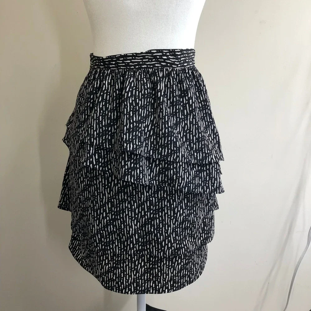 Vintage Y2K Hanna Grace Black White Tiered Ruffle Mini Skirt S Indie Sleaze Punk